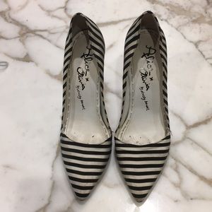 Alice x Olivia high hills black and white stripes